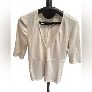 INTERMIX Off-White V-Neck Short Sleeve Tee